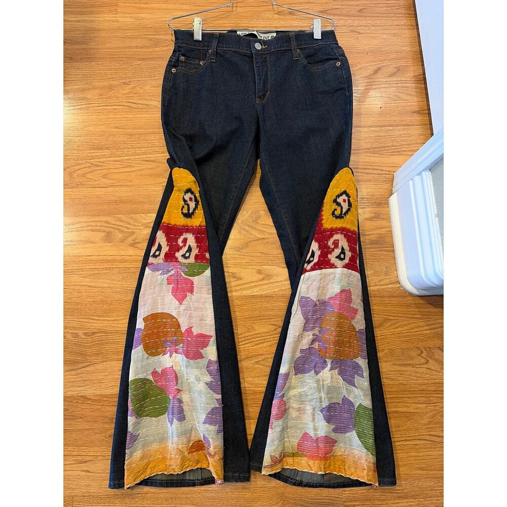 Upcycled Jeans Boho Flare light Stretch Size 8 - Picture 3 of 3